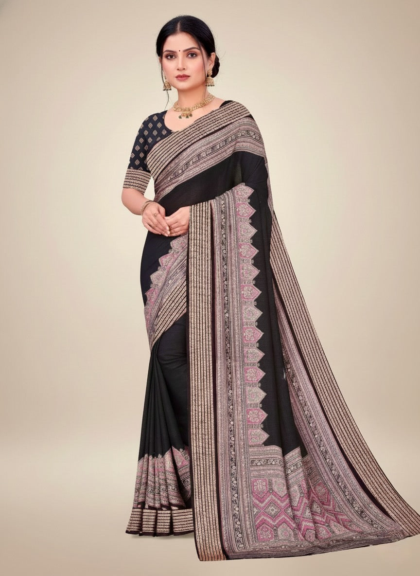 Avadhi Printed Border Saree